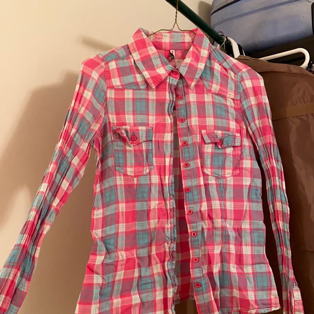 Cute pinks and blue lumberjack